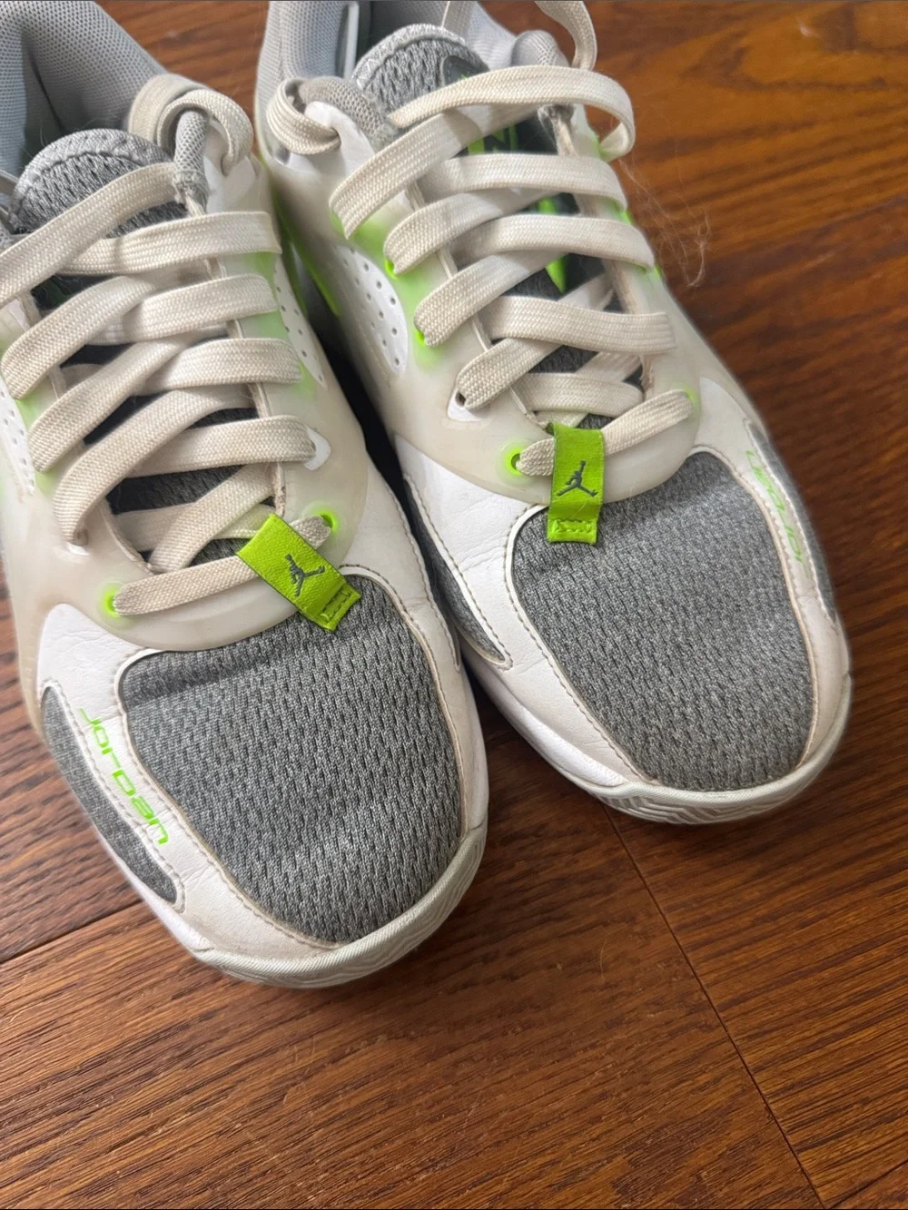 Jordan Kids' Gray and Neon Green Athletic Sneakers